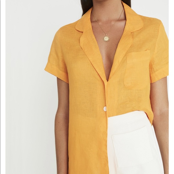 Faithfull the Brand Tops - Faithful the Brand Maisy Shirt Plain in Tangerine